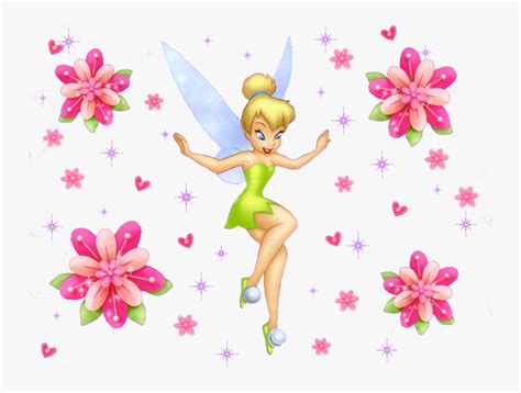 Tinkerbell With Flowers Png Free Transparent Clipart Clipartkey
