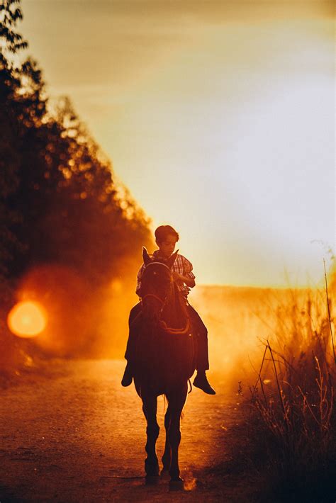 Boy Riding Horse During Sunset · Free Stock Photo