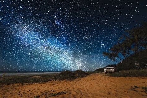 Starry Sky At Double Island Point On The North Shore Of Noosa
