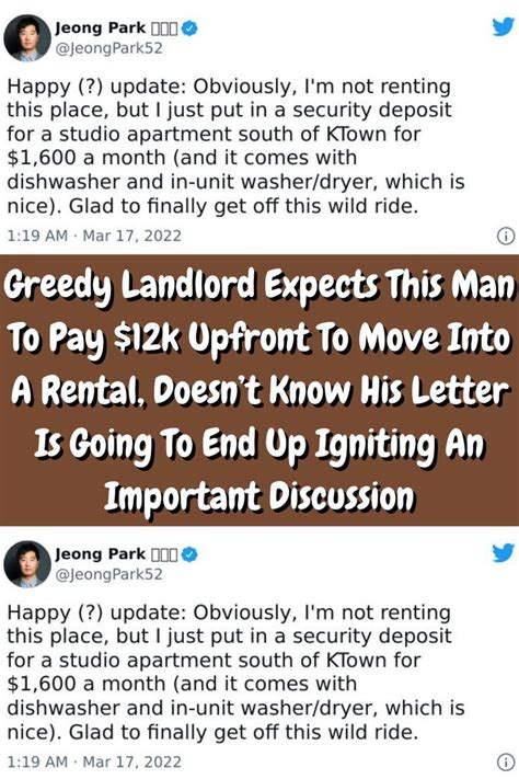 greedy landlord expects this man to pay 12k upfront to move into a rental doesn t know his