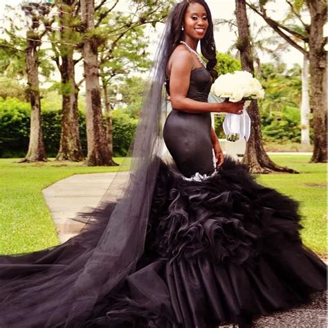 Black Girl Black Mermaid Wedding Dresses Vintange Country Sweetheart