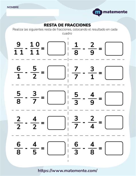 100 Ejercicios De Resta De Fracciones PDF Para Imprimir