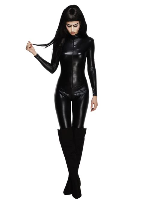Womens Black Catwoman Catsuit Costume Sexy Ladies Black Catwoman Catsuit Costume