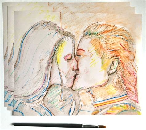 Set Of Three Lesbian Kiss Art Prints Watercolour Paintings Etsy