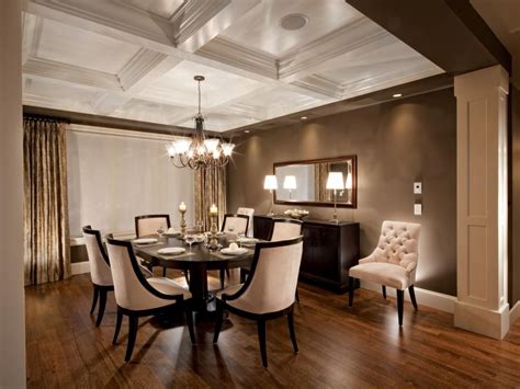 This Elegant Dining Room Showcases A Neutral And Brown Color Scheme