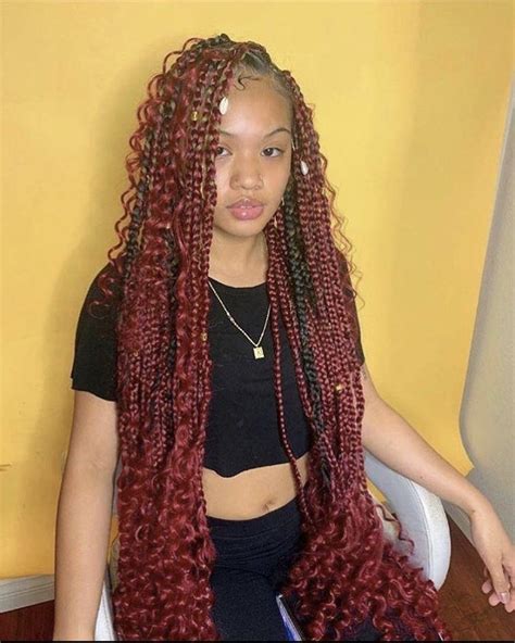 Red Goddess Box Braids 😍😍 Braids With Curls Black Girl Braided