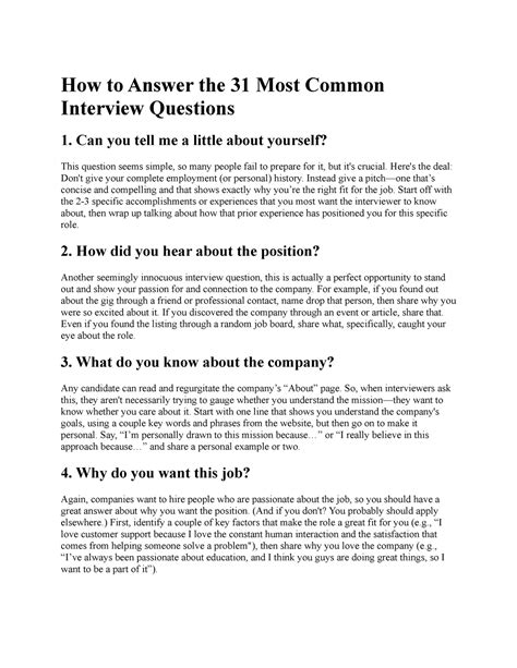 How To Answer The 31 Most Common Interview Questions Can You Tell Me