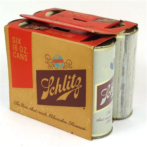 1960 Schlitz Beer For 16oz Flat Tops Six Pack Can Carrier Milwaukee