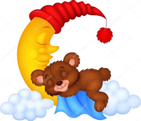 Baby Bear Sleeping On The Moon — Stock Vector © Tigatelu 53334877