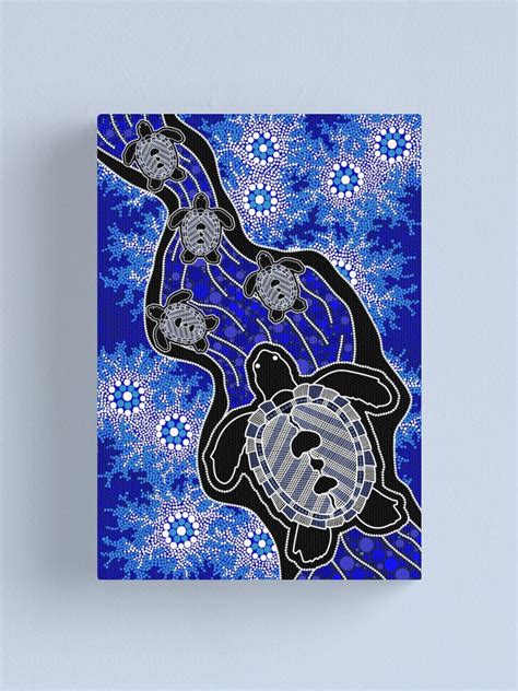 Authentic Aboriginal Art Baby Sea Turtles Canvas Print For Sale By