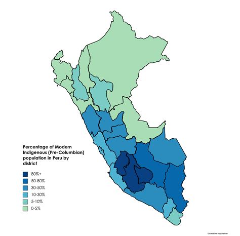 Percentage Of Modern Indigenous Pre Columbian Population In Peru By