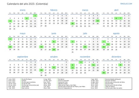 Calendario 2023 Con Festivos Colombia 2023 Calendar Reverasite