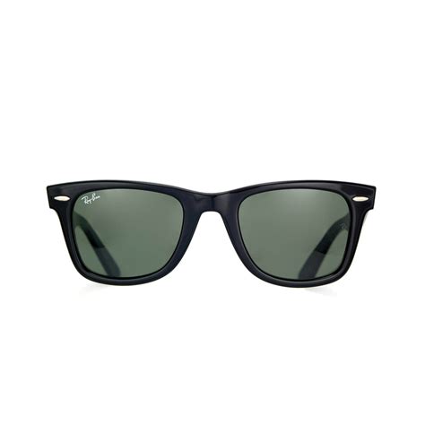 Unisex Classic Wayfarer Sunglasses Shiny Black Green Ray Ban