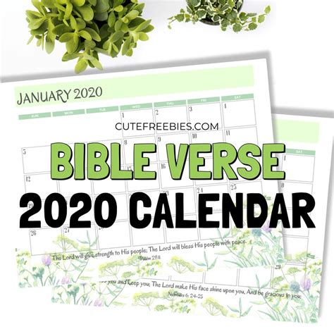 2020 Bible Verse Calendar Free Printable Cute Freebies For You