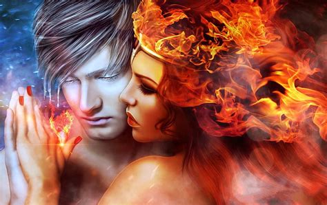 720p Free Download Love Between Fire And Ice Fire Fantasy Orange Love Ice Man Woman