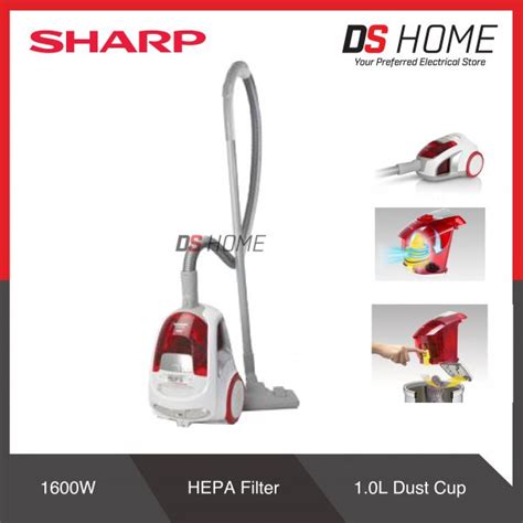 Sharp Ecns16r Hepa Filter Bagless Vacuum Cleaner 1600w Red Ds Home