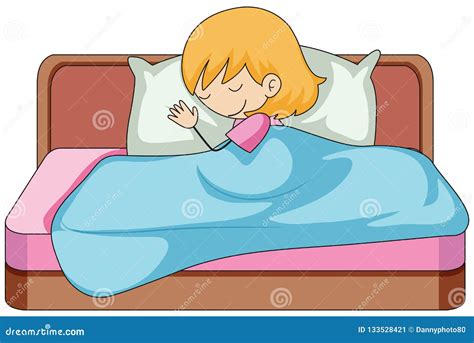 A Girl Sleeping On The Bed Stock Vector Illustration Of Night 133528421