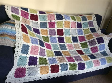 Solid Granny Square Patchwork Crochet Blanket Mixture Of Stylecraft