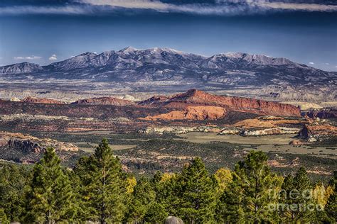 Red Rock Cliffs And The Henry Mountains Hdr Photograph By Mitch Johanson