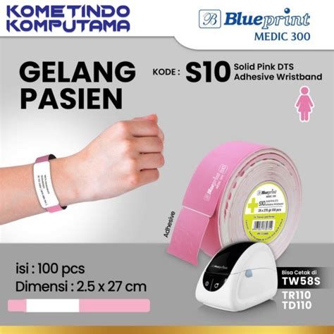 Jual S10 Solid Pink Gelang Pasien Barcode Rs Blueprint 25x270mm Medic