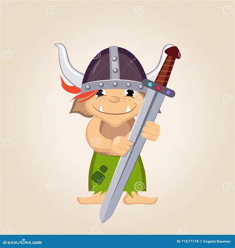 Little Kid Dressed As Viking Stock Vector Illustration Of Cartoon