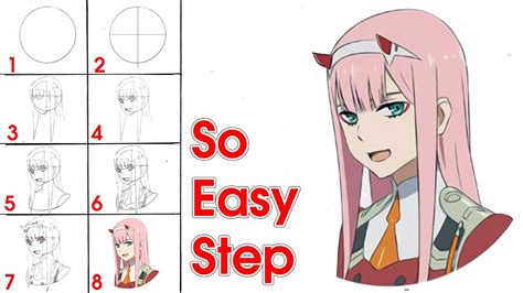 How To Draw Zero Two Step By Step Darling In The Franxx Youtube