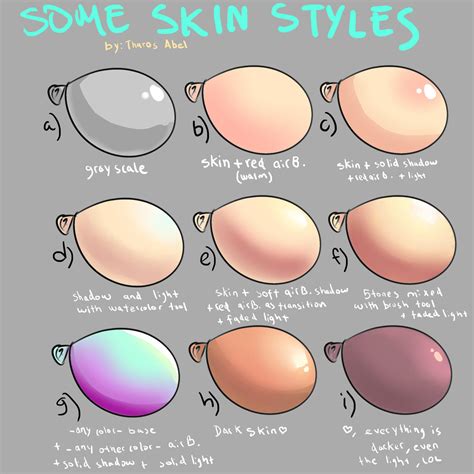 Skin Coloring Styles Chart For Commissions By Enkiduabel On Deviantart