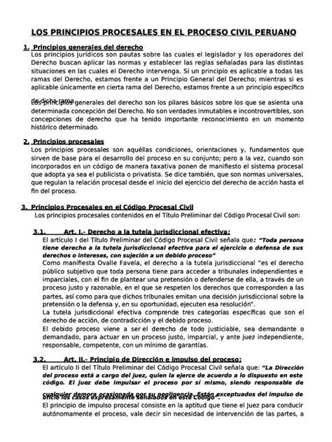 Pdf Los Principios Procesales En El Proceso Civil Peruano Dd Pdf