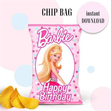 Barbie Chip Bag Treat Bag Barbie Party Favors Barbie Etsy