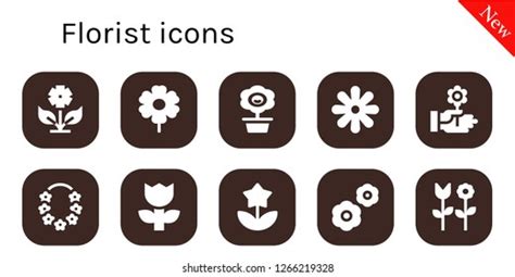 Florist Icon Set 10 Filled Florist Stock Vector Royalty Free 1266219328