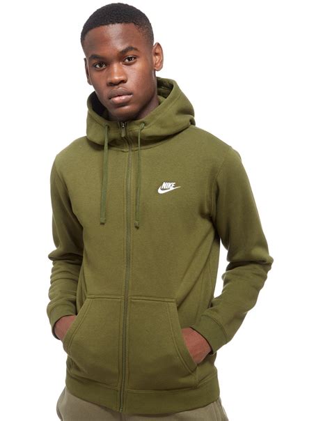 Nike Cotton Foundation Full Zip Hoodie In Olive Green For Men Lyst