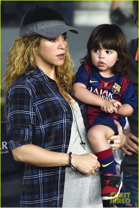 Shakira And Her Son Milan Cheer On Gerard Pique At His Big Game Photo