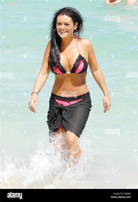 Jenni Jwoww Farley Of Mtv Television Programme Jersey Shore Is Seen On Miami Beach In A Pink