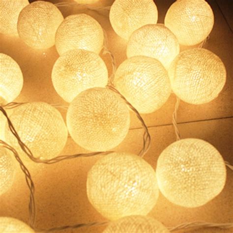 Outdoor Cotton 6cm Ball Led String Lights 5m 20leds Fairy Christmas