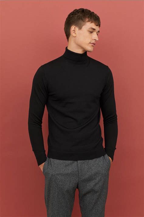 Merino Wool Turtleneck Sweater Black Handm Us 1 Turtleneck Outfit