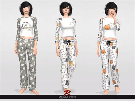 The Sims Resource Cats Pj Pants For Women 01