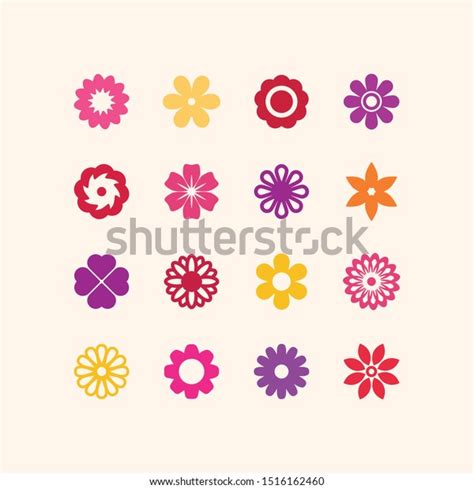 Types Flowers Shapes Icons Different Colors Stock Vector Royalty Free