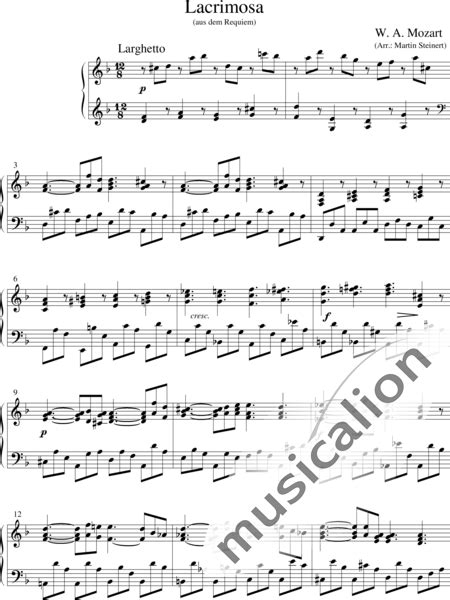 Lacrimosaarr By Martin Steinert Wolfgang Amadeus Mozart Sheet