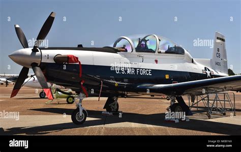 A Us Air Force T 6 Texan Ii Trainer Aircraft On The Runway At