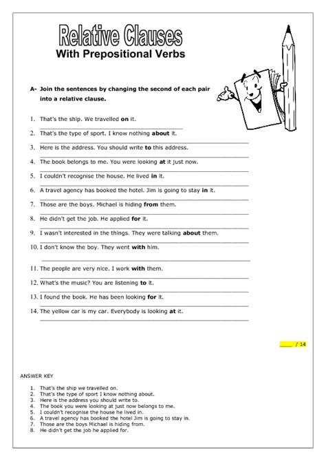 Relative Clauses With Prepositional Verbs Worksheet