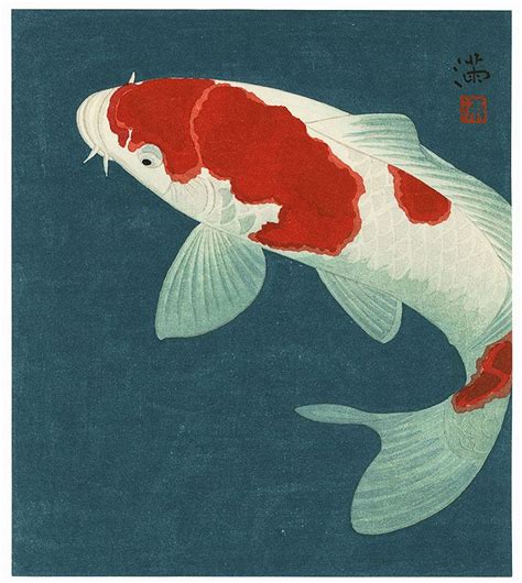 A Painting Of A Fish With Red And White Fins