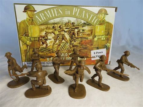 Wwi Doughboys 16 Figures In 8 Poses Brown 5401 54mm 54mm Toy