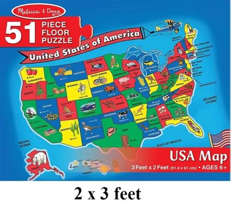 Usa Map Floor Puzzle For Kids 51 Pcs United States Us Jigsaw Puzzles