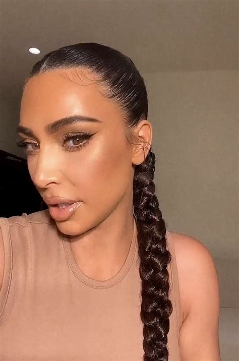 Kim Kardashian Ponytail Braid Hairstyle Kim Kardashian Hair Kim