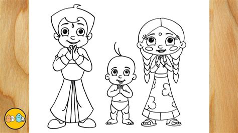 How To Draw Chhota Bheem Raju Chutki Super Bheem Cartoon Character