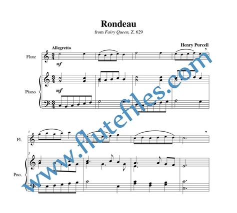 Purcell Rondeau Z 629 Flute Solo Flute Files Publishing