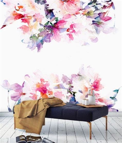 Spring Floral Large Wall Mural Watercolor Nursery Wallpaper Watercolor