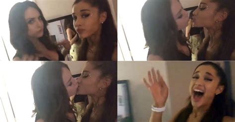 Ariana Grande Kisses Victorious Co Star Liz Gillies In Video