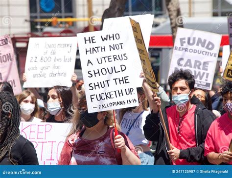 participants at the womenâ€™s rights protest after scotus leak in san francisco ca editorial