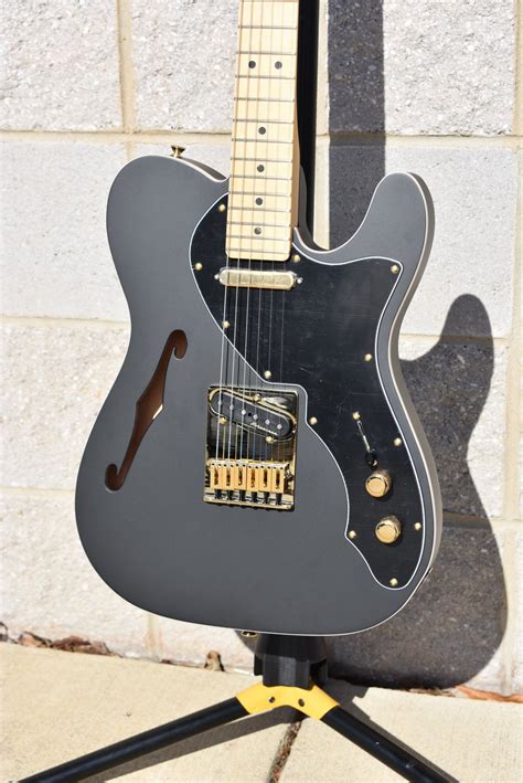 Fender Ltd Deluxe Telecaster Thinline Satin Black With Gold Hardware 885978075355